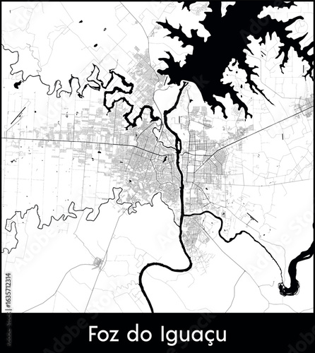Foz do Iguacu city map, Brazil - Topographic vector map poster