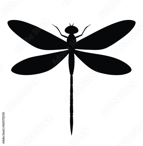 Flat vector illustration of a dragonfly silhouette vector illustration