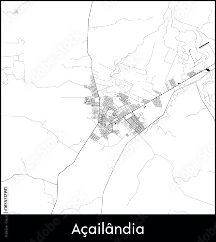Acailandia city map, Brazil - Topographic vector map poster