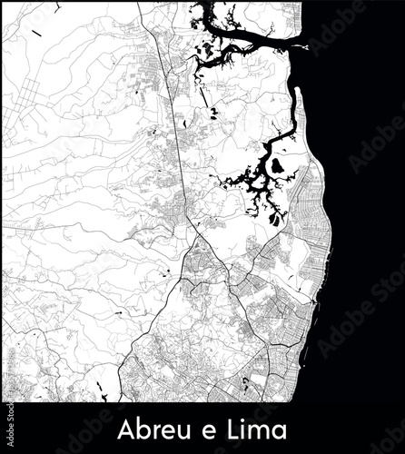 Abreu e Lima city map, Brazil - Topographic vector map poster