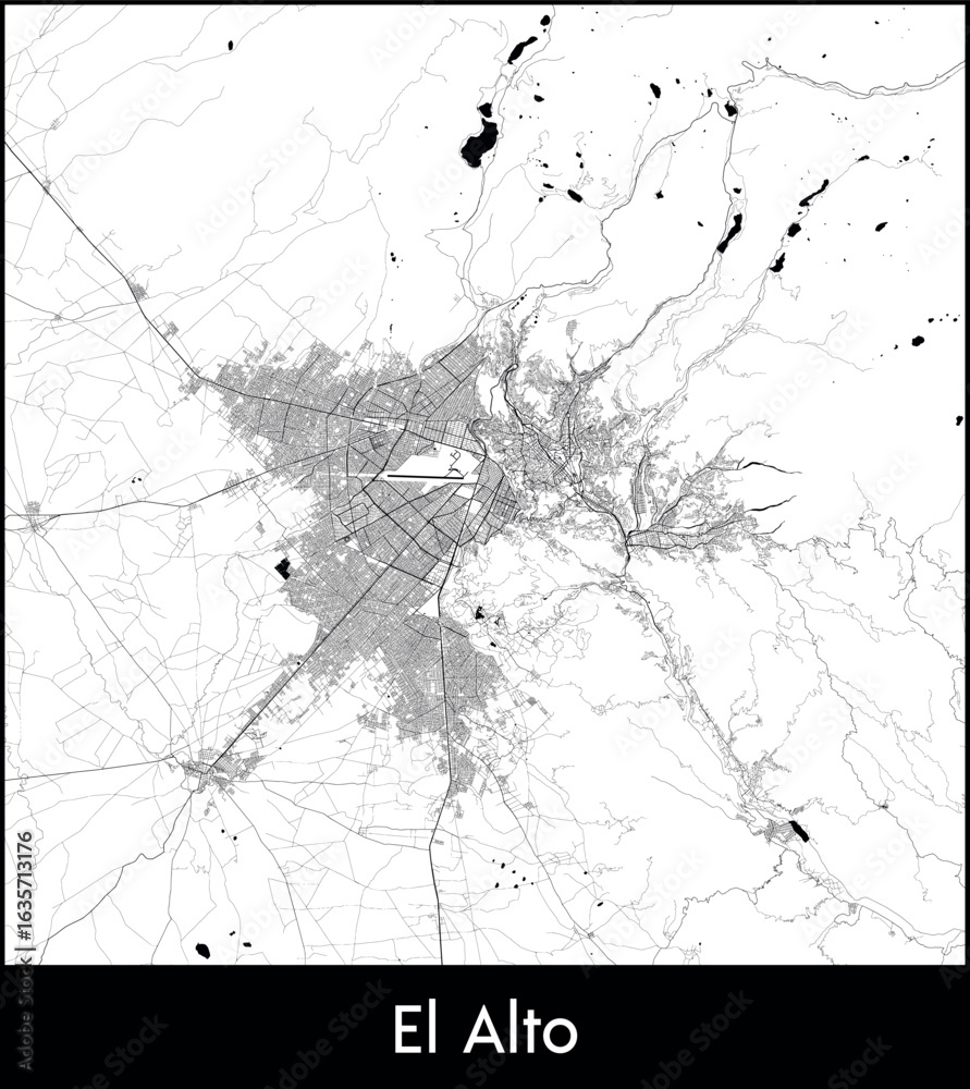 Obraz premium El Alto city map, Bolivia - Topographic vector map poster