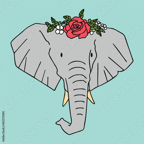 Wallpaper Mural Floral Elephant Illustration - Beauty Animal Symbol Torontodigital.ca