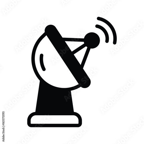 Well designed glyph icon of satellite dish antenna