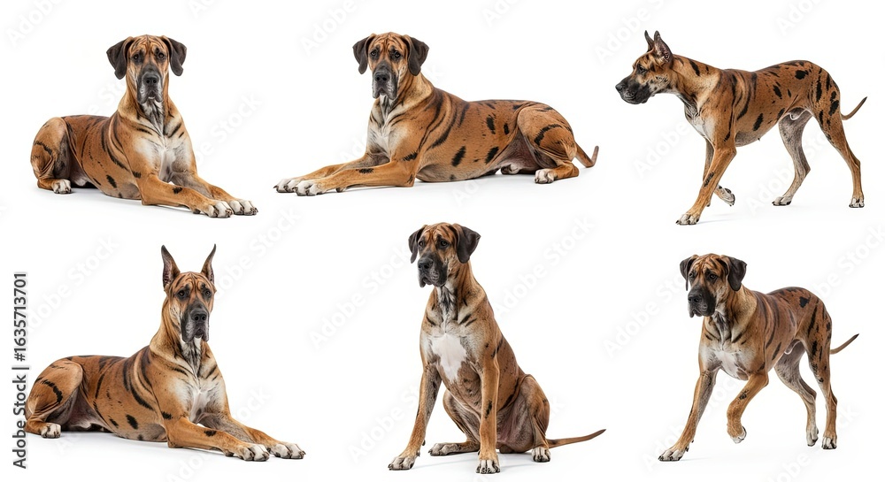 Obraz premium Great Dane dog in various poses on white background