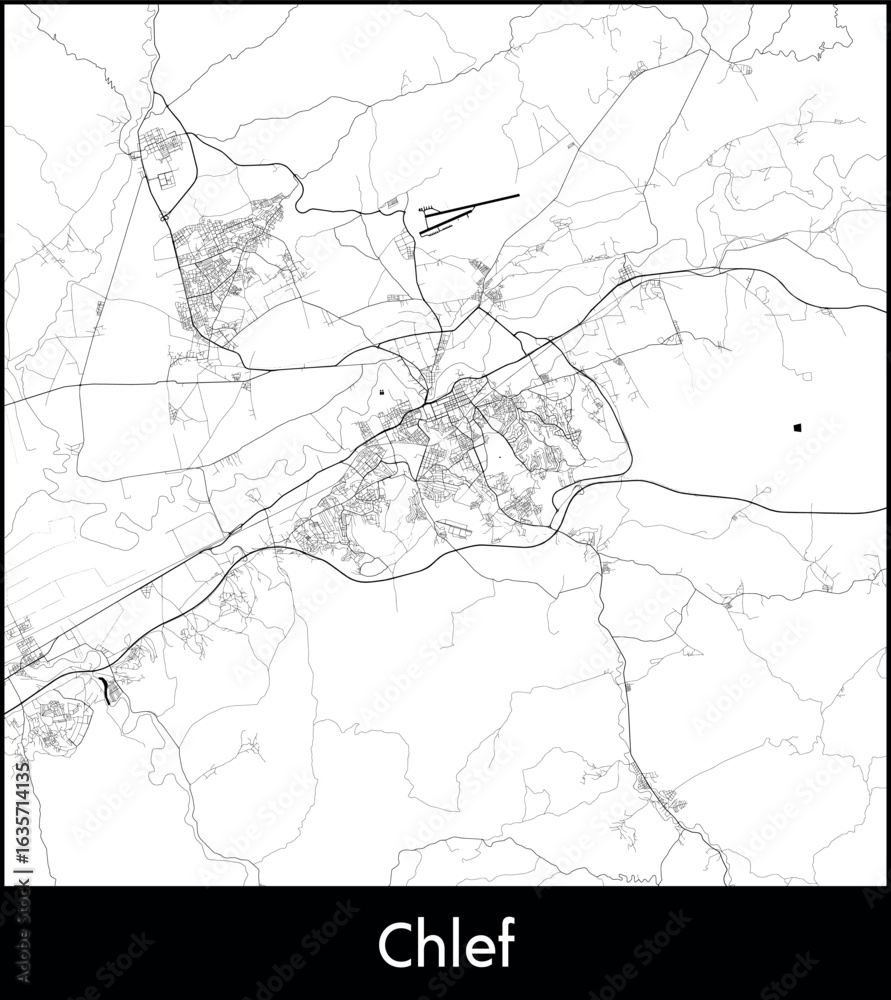 Naklejka premium Chlef city map, Algeria - Topographic vector map poster
