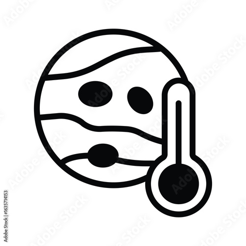 A captivating glyph icon of planet temperature gauge