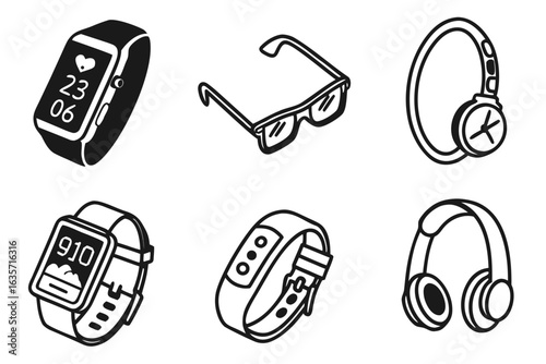 Smartwatch and headphones icons