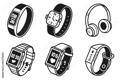 Smartwatch and headphones icons