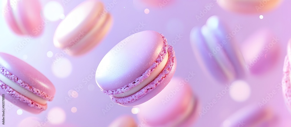Obraz premium several macaroons on a lavender background