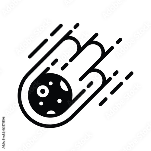 A premium glyph icon of blazing fireball meteor