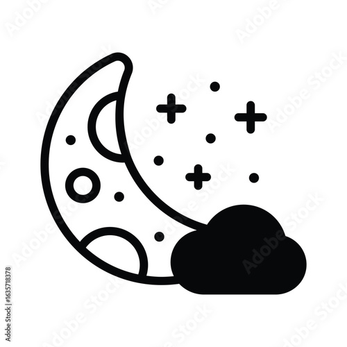 Easy to edit glyph icon of lunar surface