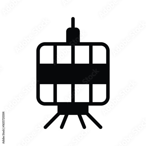 Trendy glyph icon of old satellite orbiting earth