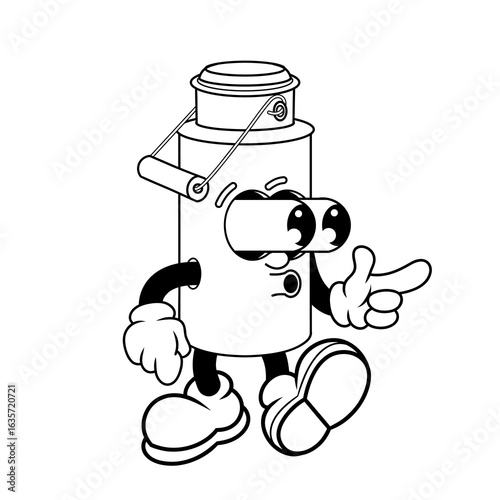 Retro character design from milk jug suprised outline