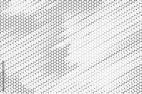 Triangular Halftone Texture Retrowave Vector Geometric Technology Abstract Background. Half Tone Triangles Retro Colored Pattern. Minimal 80s Style Dynamic Tech Structure Wallpaper