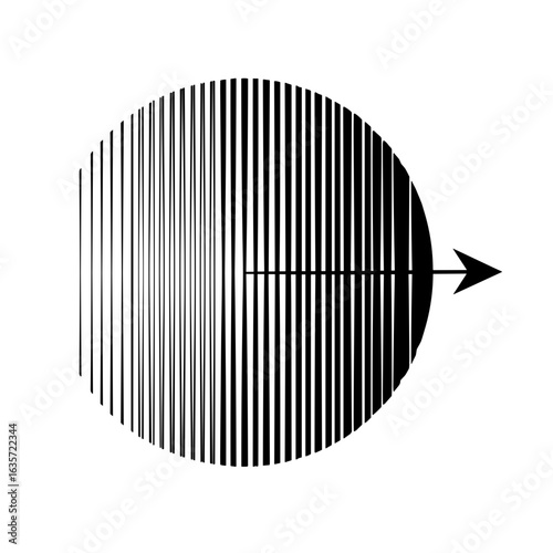 Abstract progress wheel with arrow, symbol of acceleration and momentum