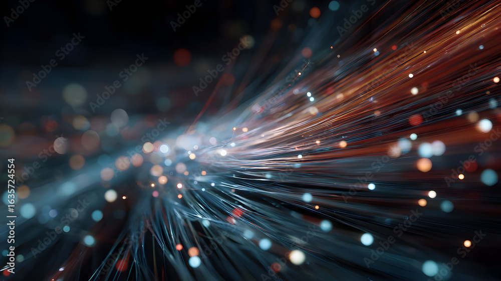 Fototapeta premium Abstract light trails with bokeh effects create a modern and dynamic background showcasing blurred lines of light in motion perfect for technology designs and energy