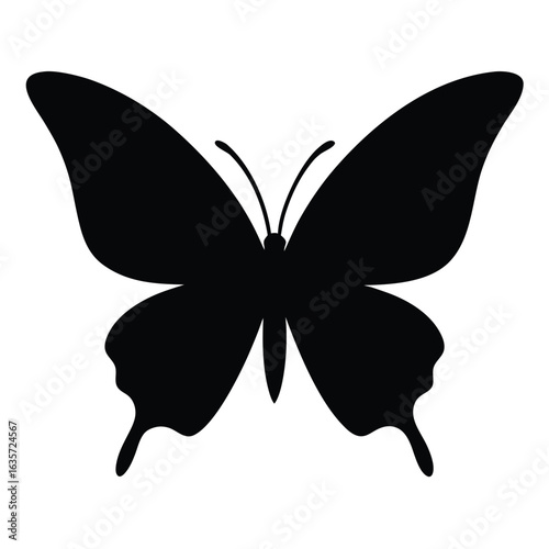 Flat vector illustration of a swallowtail butterfly silhouette vector illustration