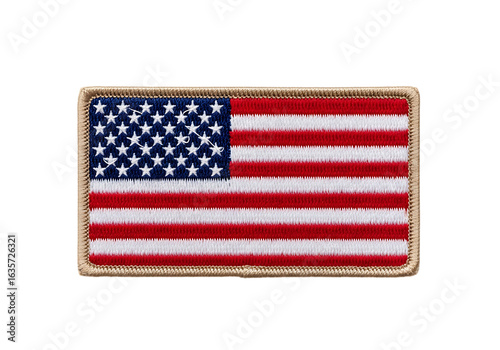 Embroidered american flag patch isolated on transparent background