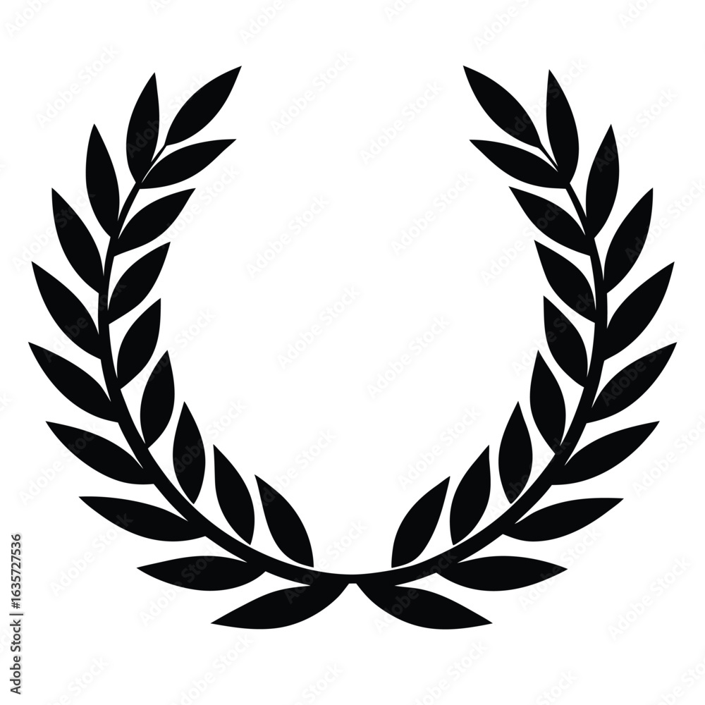 Black Laurel Wreath Illustration of Victory and Honor Symbol Black Laurel Wreath Illustration of Victory and Honor Symbol