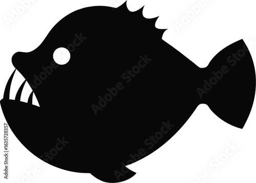 Flat vector illustration of an anglerfish silhouette vector illustration