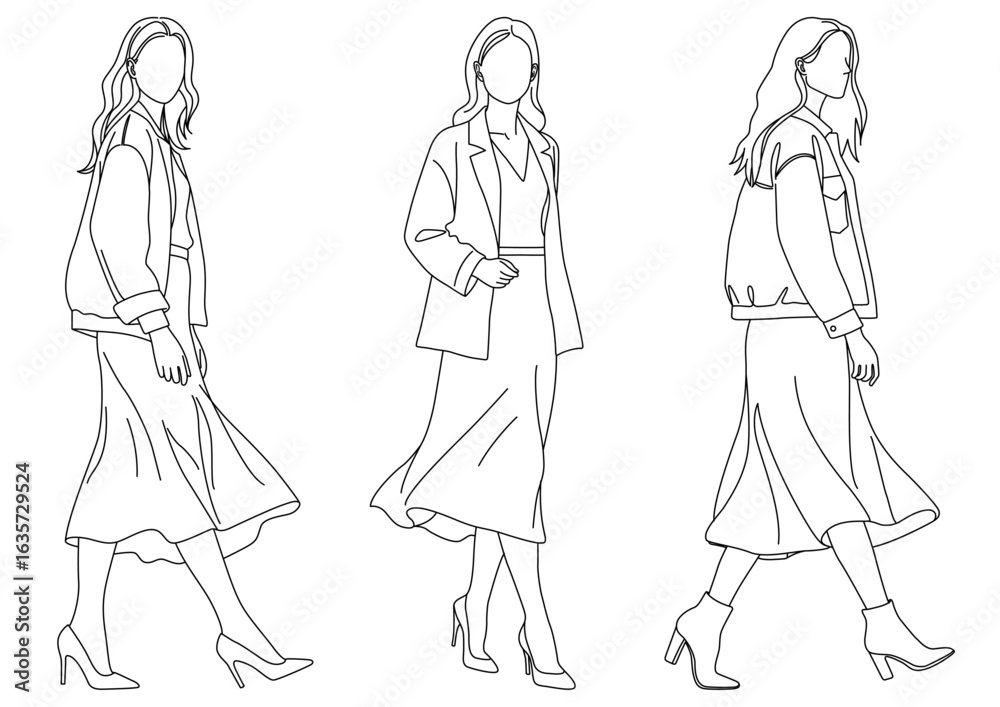 Fototapeta premium 歩く女性03