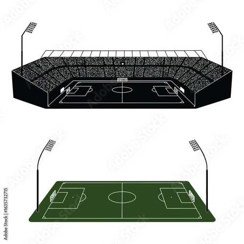 Soccer Stadium Top View and Field Illustration