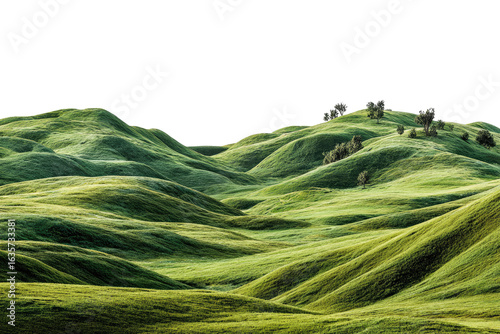 Lush green hills rolling gently