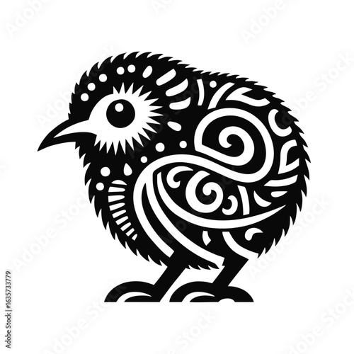 Kiwi Bird Vector Icon in Tribal Style