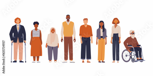 Diverse group of people standing together representing inclusivity