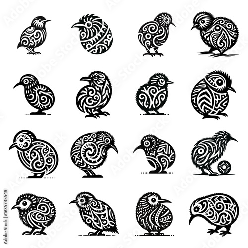 Stylized Kiwi Bird Vector Illustrations