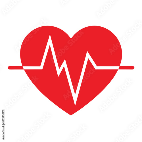 Red ECG Heartbeat Line Ending with Small Heart Vector