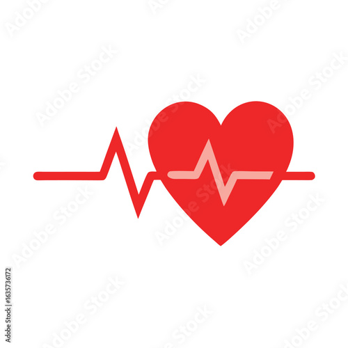 Red ECG Heartbeat Line Ending with Small Heart Vector