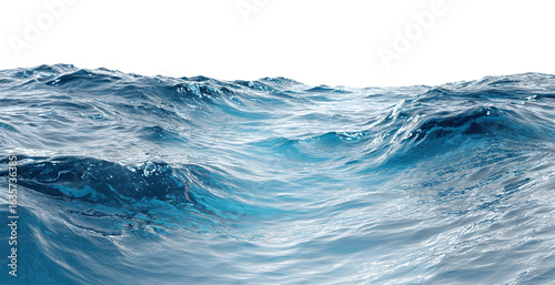 Fototapeta Naklejka Na Ścianę i Meble -  Blue ocean waves with dynamic motion, isolated on transparent cutout background