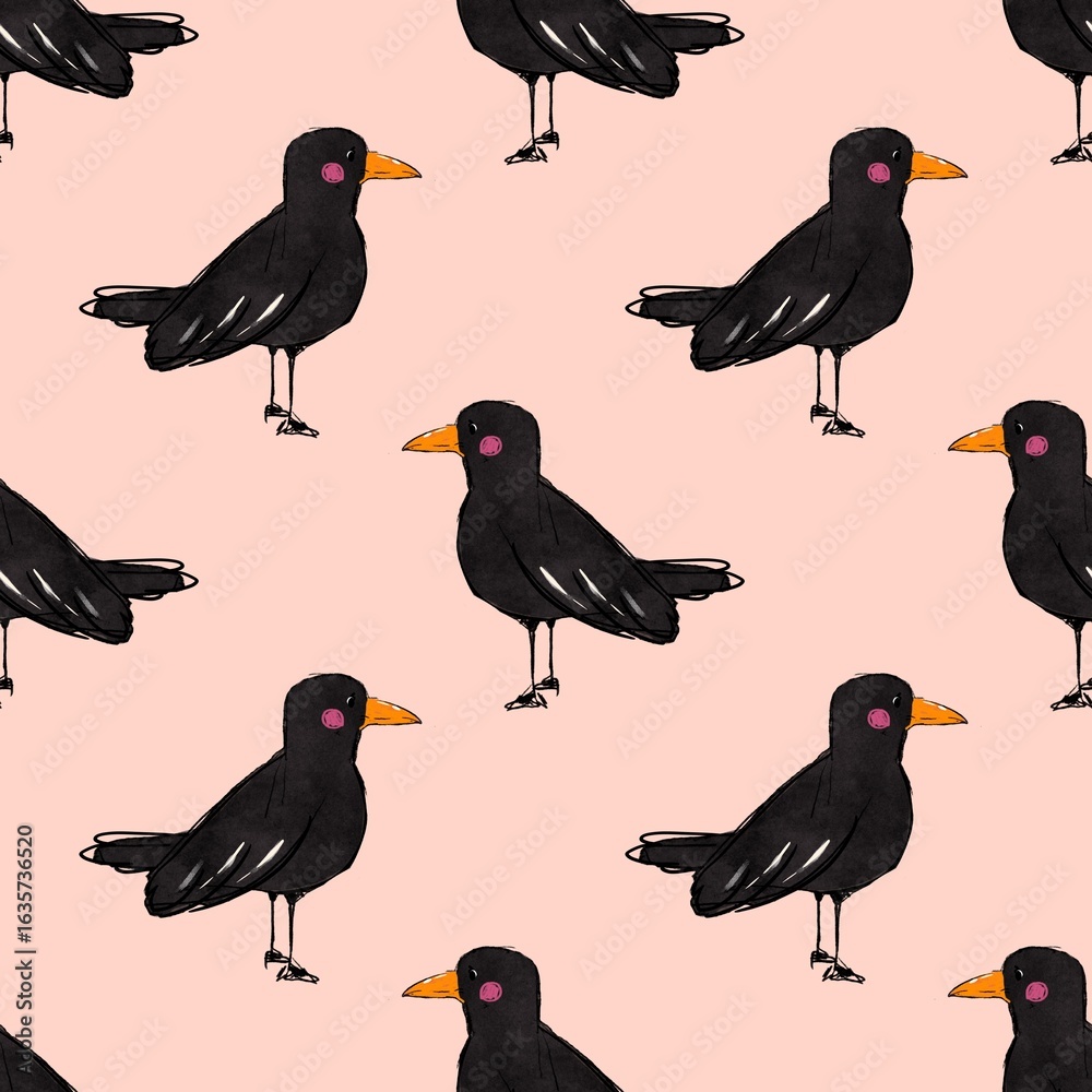 Fototapeta premium seamless background with crow birds