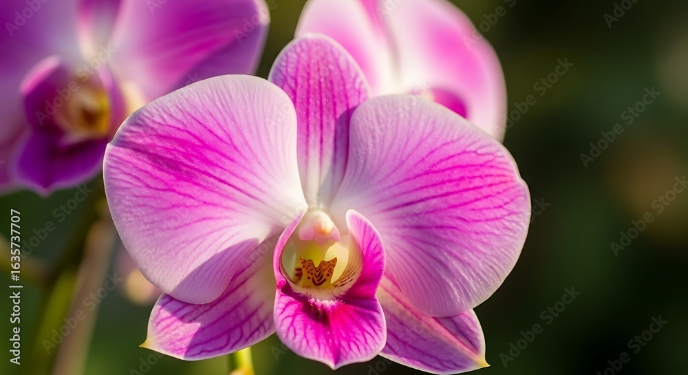 Fototapeta premium Close-up Macro Shot of a Vibrant Pink Orchid Flower