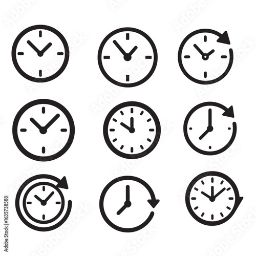 clock icons. Clock, time. vector