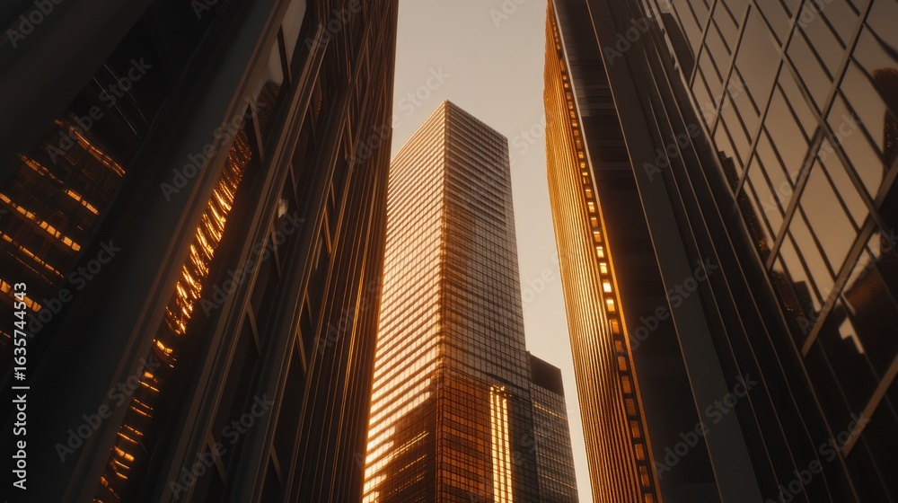 Fototapeta premium Skyscrapers golden hour skyline