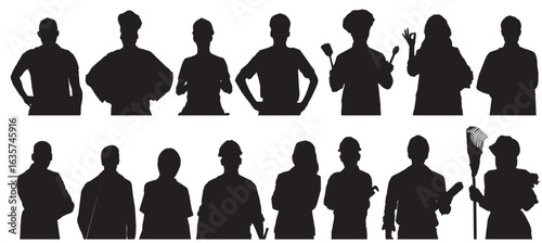 different set of people occupation silhouette professionals career jobs 