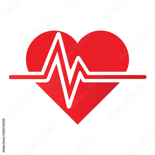 Red ECG Heartbeat Line Ending with Small Heart Vector