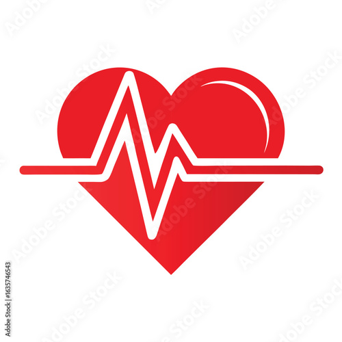 Red ECG Heartbeat Line Ending with Small Heart Vector