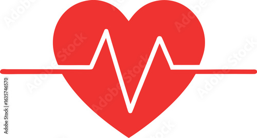 Red ECG Heartbeat Line Ending with Small Heart Vector