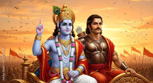 Krishna arjuna mahabharata hinduism indian mythology chariot bhagavad gita divine guidance