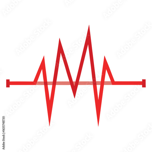 Red Cardiogram Waveform with Sharp Peaks Vector