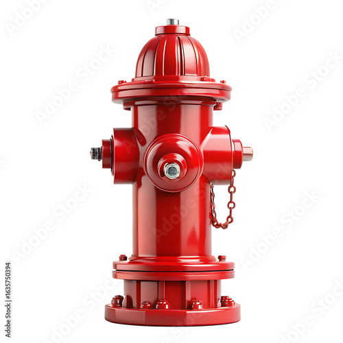 Red Fire Hydrant Isolated on White Background