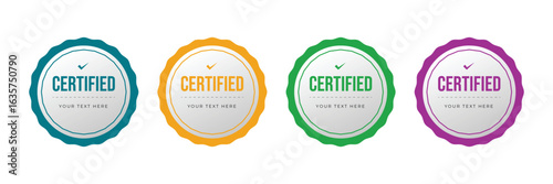 Set of colorful certificate badge on white background