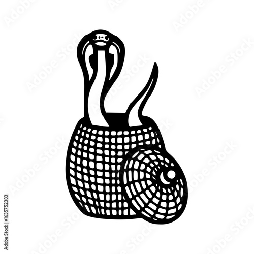 cobra snake in a basket vector illustration