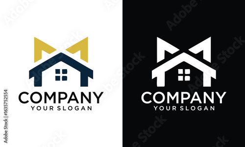 Creative letter mm with house logo icon design vector design template inspiration