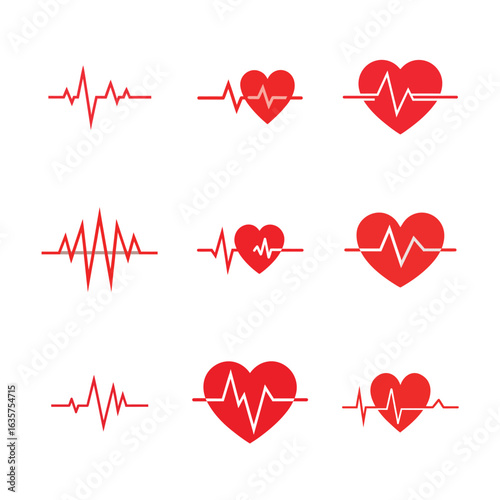 vector illustration of a set of red hearts