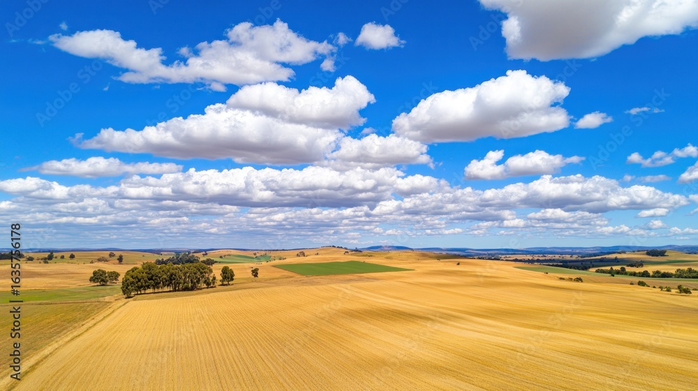 Fototapeta premium Aerial view of agricultural landscape on a sunny day