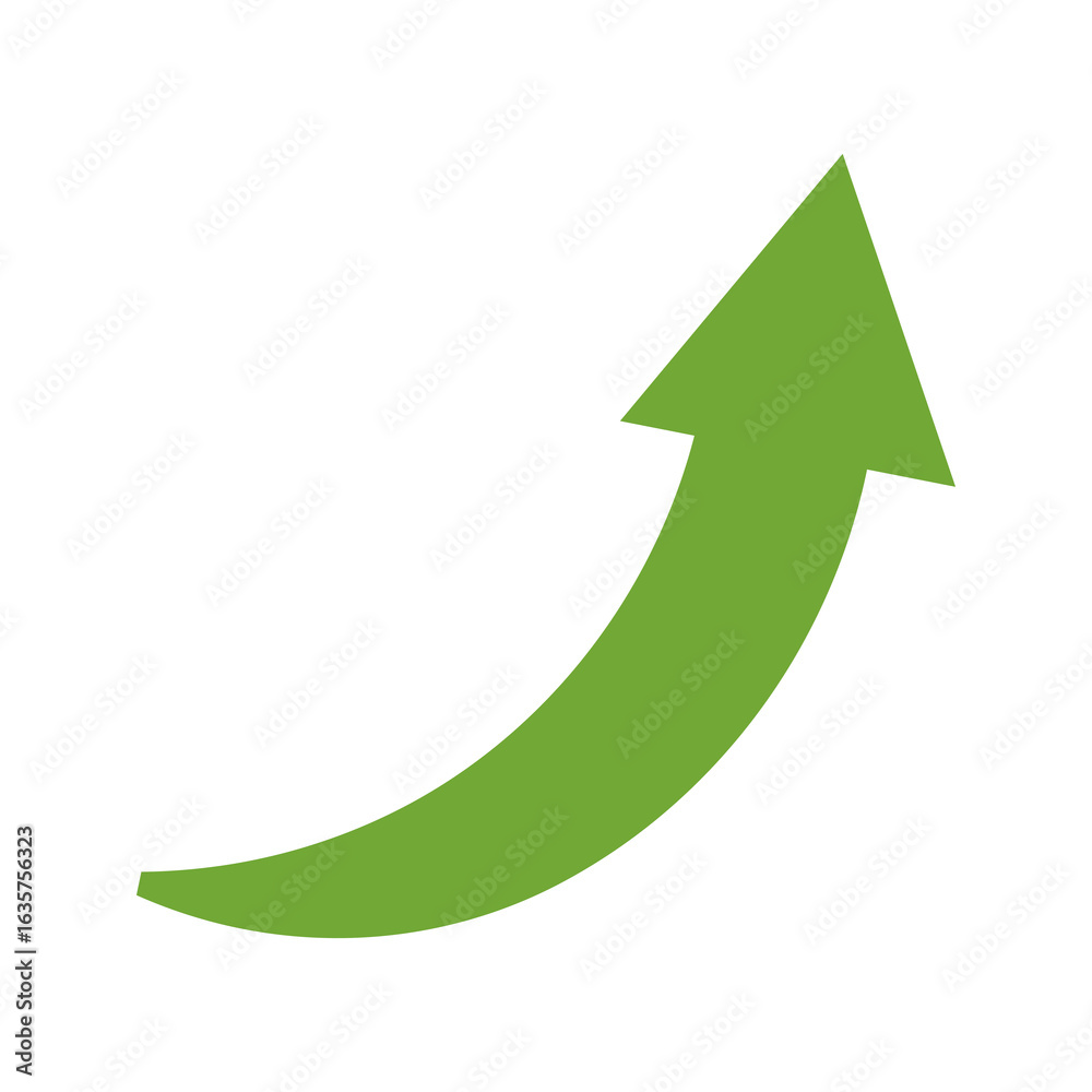 Green Curved Arrow Upward Flat Icon for UIUX Growth Charts Green Curved Arrow Upward Flat Icon for UIUX Growth Charts